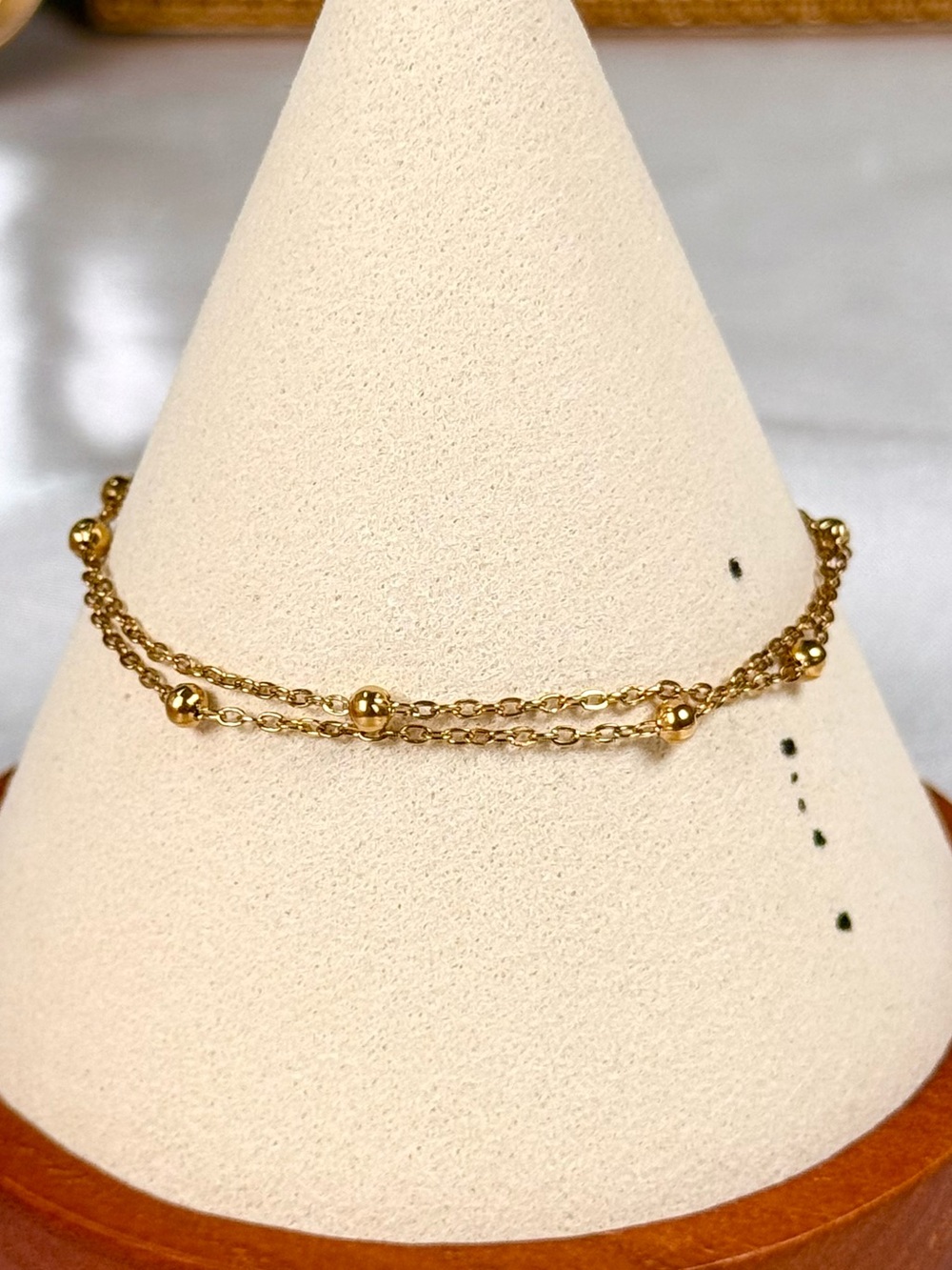 #186 18K Gold Plated Stainless Steel Gold Beads Double Layer Bracelet